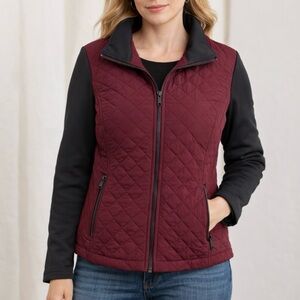 Women's Quilted Burgundy and Black Jacket